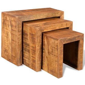 vidaXL Satztisch-Set 3-tlg. Massivholz Mango