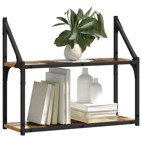 vidaXL Wandregal mit Regal Altholz 60 x 21 x 51 cm Holzwerkstoff