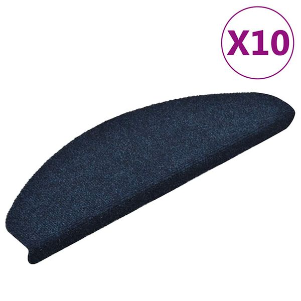 vidaXL Stufenmatten Selbstklebend 10 Stk. 65x21x4 cm Marineblau Halbrund Groß