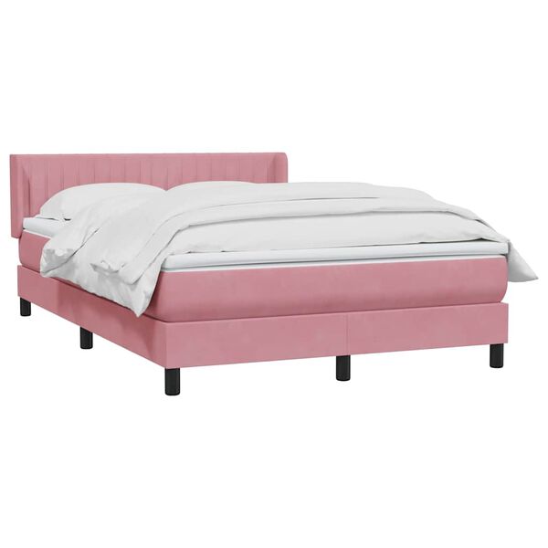 vidaXL Boxspringbett mit Matratze Rosa 140x220 cm Samt