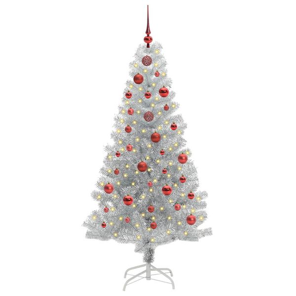 vidaXL Weihnachtsbaum mit 150 LEDs mit St&auml;nder Silber 150 cm PET