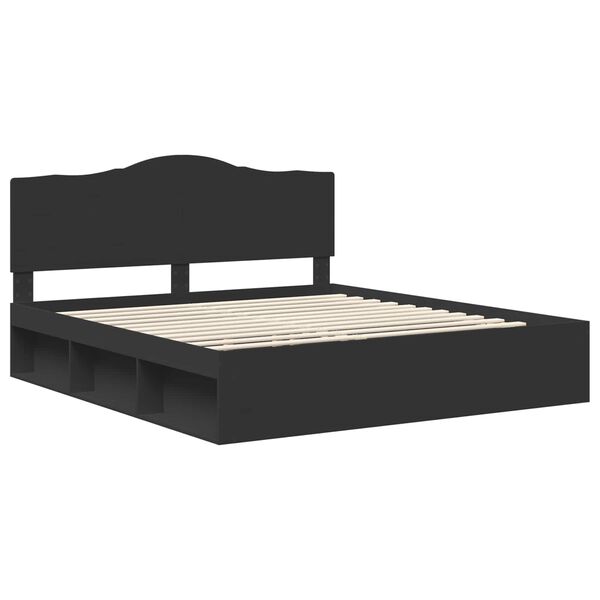 vidaXL Bettrahmen Schwarz 200 x 200 cm Massives Kiefernholz