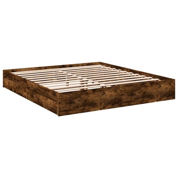 vidaXL Bettgestell mit Schubladen R&auml;uchereiche 200x200cm Holzwerkstoff