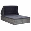 vidaXL 2-Personen-Sonnenliege mit Auflage Poly Rattan Grau
