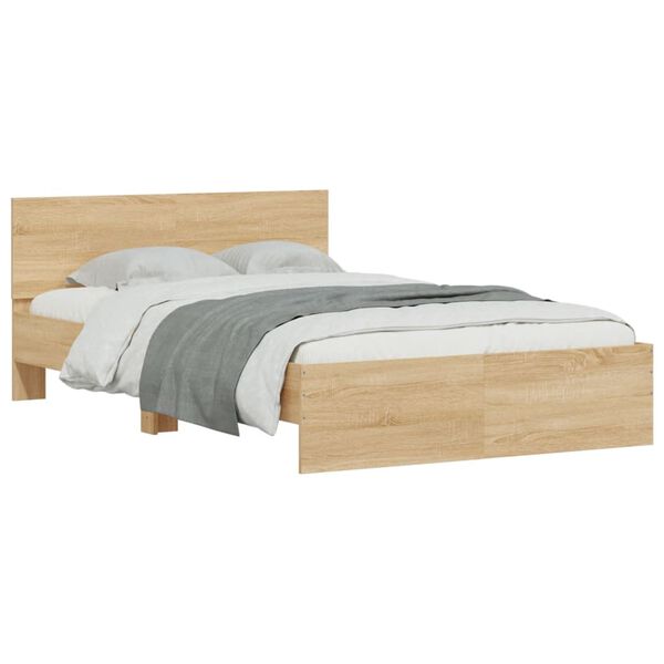 vidaXL Bettgestell mit Kopfteil Sonoma-Eiche 120x190 cm