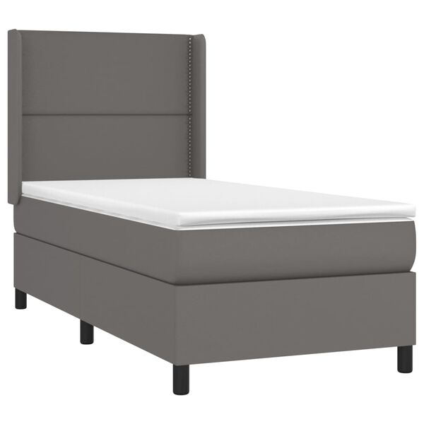 vidaXL Boxspringbett mit Matratze & LED Grau 80x200 cm Kunstleder