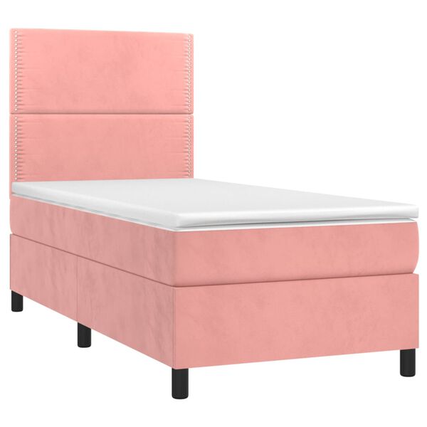 vidaXL Boxspringbett mit Matratze Rosa 80x200 cm Samt