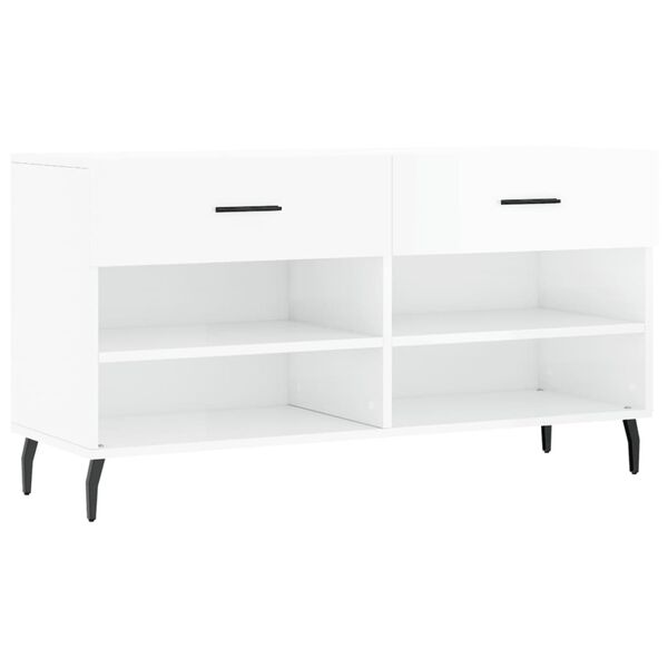 vidaXL Schuhbank Hochglanz-Wei&szlig; 102x35x55 cm Holzwerkstoff
