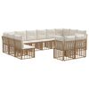 vidaXL Outdoor-Sofagarnitur 12-Sitzer Natur und Cremewei&szlig; Polyester