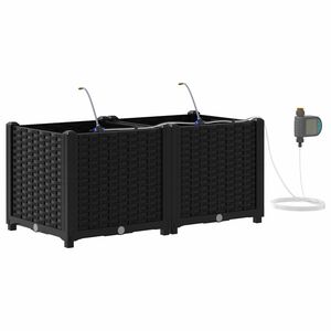 vidaXL Garten-Pflanzgef&auml;&szlig; 2 stk. Schwarz 80 x 40 x 37,5 cm PP