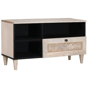 vidaXL TV-Schr&auml;nk Bleached White 80 x 33 x 46 cm Massivholz Mango