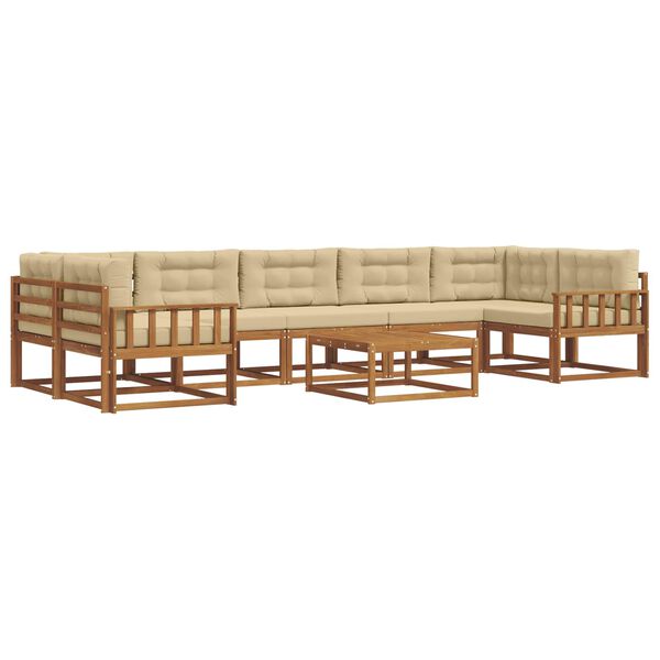 vidaXL Outdoor-Sofagarnitur mit Kissen 8 pcs Natur und Beige