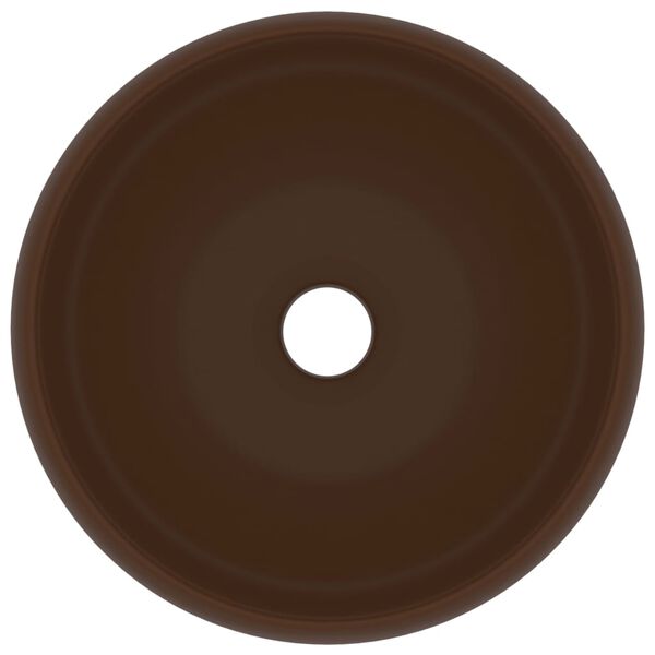 vidaXL Luxuriöses Waschbecken Rund Matt Dunkelbraun 40x15 cm Keramik