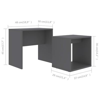 vidaXL Couchtisch-Set Grau 48 x 30 x 45 cm Holzwerkstoff