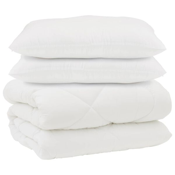 vidaXL Decke mit Kissen 3 pcs Wei&szlig; Mikrofaser und Daunenfedern