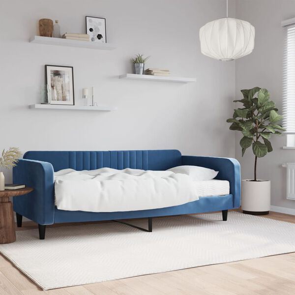 vidaXL Tagesbett mit Matratze Blau 100x200 cm Samt