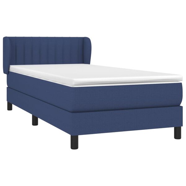 vidaXL Boxspringbett mit Matratze Blau 90x200 cm Stoff