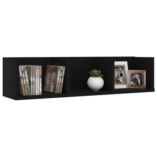 vidaXL CD-Wandregal Schwarz 75x18x18 cm Holzwerkstoff