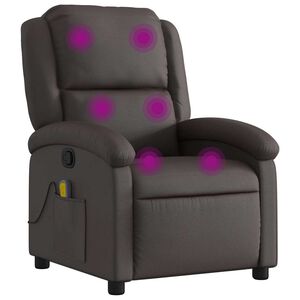 vidaXL Massagesessel Dunkelbraun Echtleder