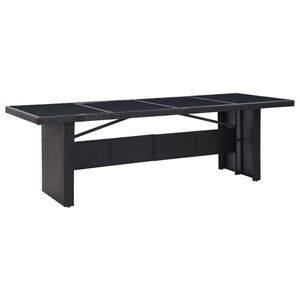 vidaXL Gartentisch Schwarz 240x90x74 cm Poly-Rattan und Glas