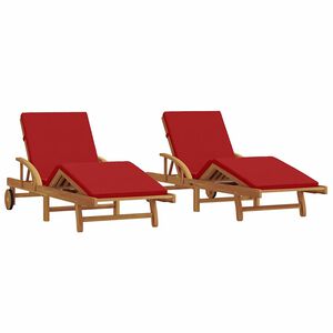 vidaXL Sonnenliege 2 stk. Massivholz Akazie Rot