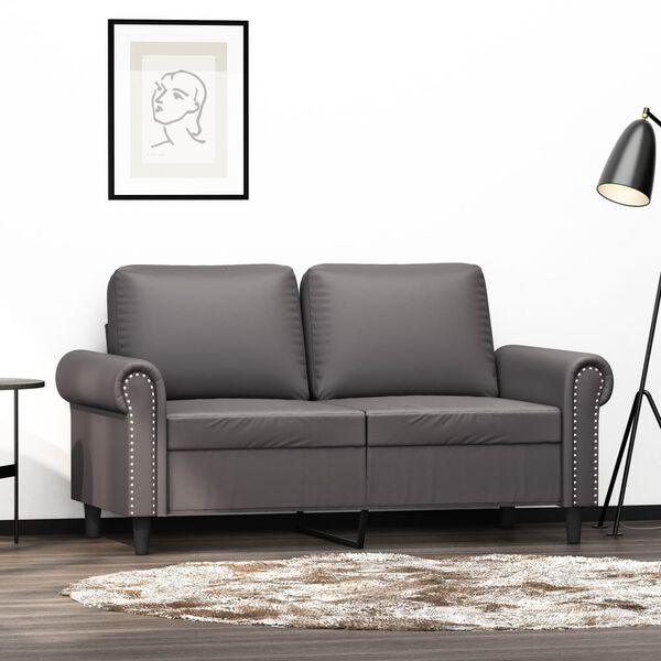 vidaXL 2-Sitzer-Sofa Grau 120 cm Kunstleder