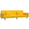 vidaXL Schlafsofa 2-Sitzer mit 2 Kissen & Hocker Gelb Samt