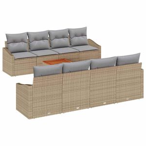 vidaXL Gartensofa-set 9 stk. Beige Poly-Rattan
