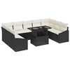 vidaXL Sofa Set mit Kissen 10 pcs Schwarz und Creme Poly-Rattan