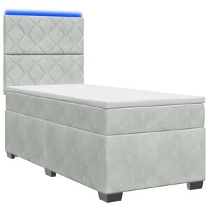 vidaXL Boxspringbett mit Matratze Hellgrau 80 x 200 cm Samt