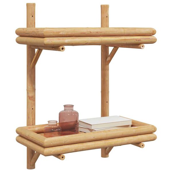 vidaXL Wandregal mit Regal Wandmontiert Braun 39 x 26 x 60 cm Bambus
