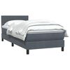 vidaXL Boxspringbett mit Matratze Dunkelgrau 90x220 cm Samt
