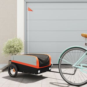 vidaXL Fahrradanh&auml;nger Schwarz und Orange 30 kg Eisen