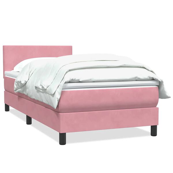 vidaXL Boxspringbett mit Matratze Rosa 100x210 cm Samt