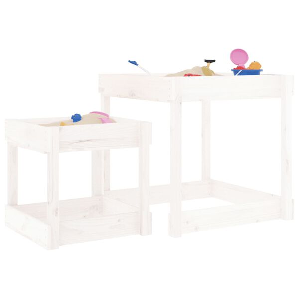vidaXL Sand-Spieltische 2 Stk. Wei&szlig; Massivholz Kiefer