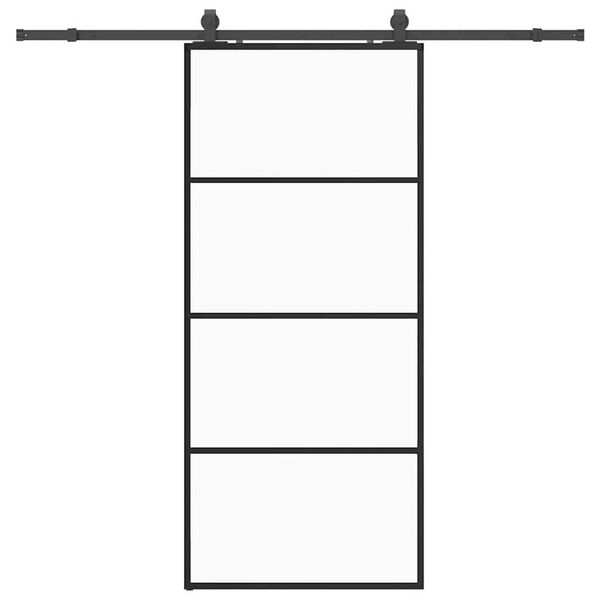 vidaXL Schiebet&uuml;r mit Beschlag Schwarz 90x205 cm ESG-Glas