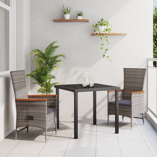 vidaXL Garten Essgruppe mit Kissen 5 pcs Grau Poly Rattan