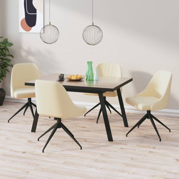 vidaXL Esszimmerst&uuml;hle 4 Stk. Creme Samt
