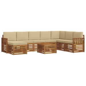 vidaXL Outdoor-Sofagarnitur 9 pcs Natur und Beige Massivholz Akazie