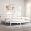 vidaXL Massivholzbett mit Kopfteil Wei&szlig; 200x200 cm