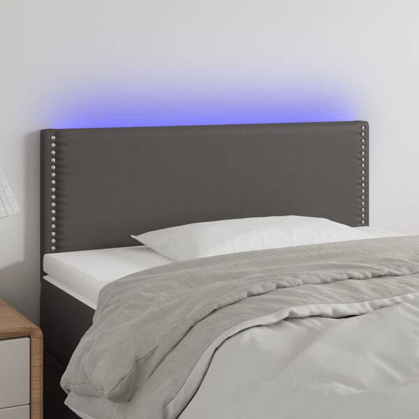 vidaXL LED Kopfteil Grau 80x5x78/88 cm Kunstleder