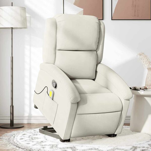 vidaXL Massagesessel mit Aufstehhilfe Creme Samt