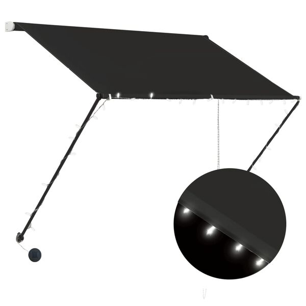 vidaXL Einziehbare Markise mit LED 100&times;150 cm Anthrazit
