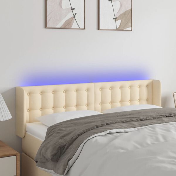 vidaXL LED Kopfteil Creme 147x16x78/88 cm Stoff