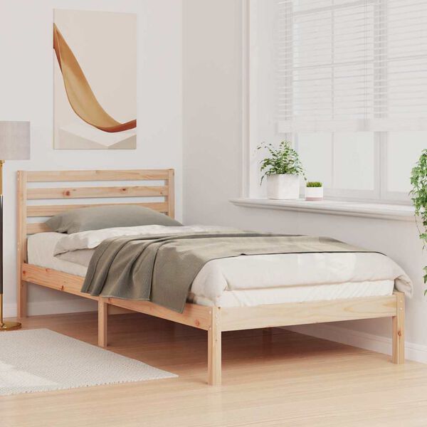 vidaXL Bettrahmen mit Kopfteil Braun 80 x 220 cm Massives Kiefernholz