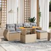vidaXL 6-tlg. Garten-Sofagarnitur mit Kissen Beige Poly Rattan