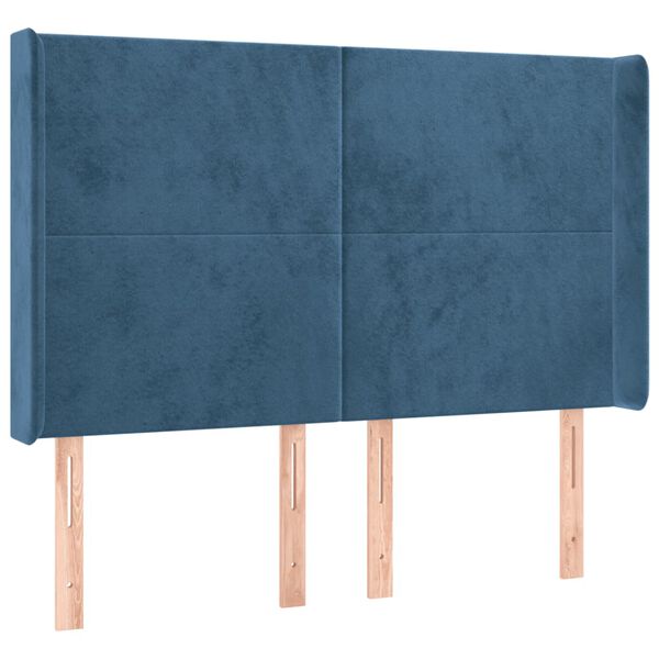 vidaXL LED Kopfteil Dunkelblau 147x16x118/128 cm Samt