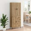 vidaXL Highboard 2 pcs Artisan-Eiche Engineered Wood und Glas