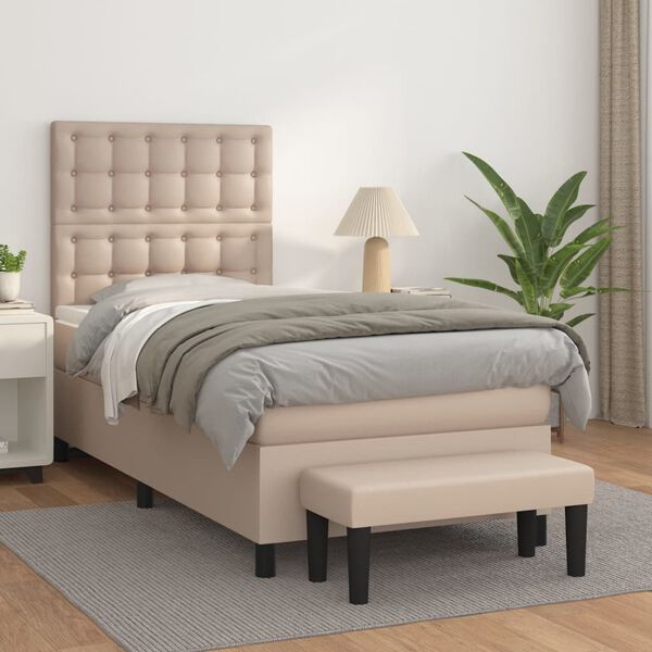 vidaXL Boxspringbett Matratze Cappuccino-Braun 100x200cm Kunstleder
