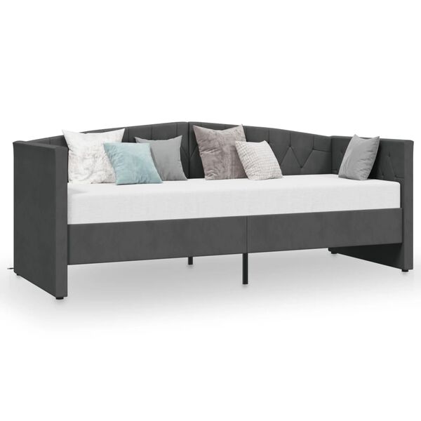vidaXL Tagesbett mit Matratze USB Dunkelgrau Samt 90x200 cm